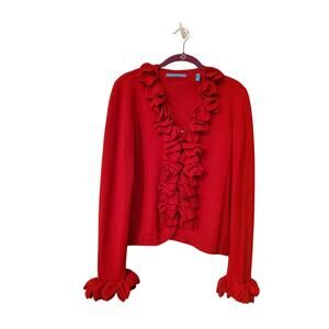 Red Ruffled Women's Sweater